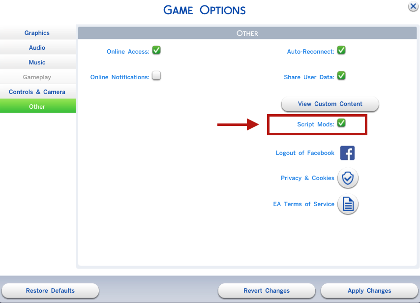 sims 4 how to enable script mods